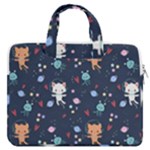 Cute Astronaut Cat With Star Galaxy Elements Seamless Pattern MacBook Pro 16  Double Pocket Laptop Bag 