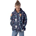 Cute Astronaut Cat With Star Galaxy Elements Seamless Pattern Kids  Oversized Hoodie