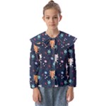 Cute Astronaut Cat With Star Galaxy Elements Seamless Pattern Kids  Peter Pan Collar Blouse