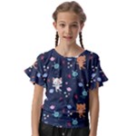 Cute Astronaut Cat With Star Galaxy Elements Seamless Pattern Kids  Cut Out Flutter Sleeves