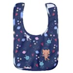 Cute Astronaut Cat With Star Galaxy Elements Seamless Pattern Baby Bib