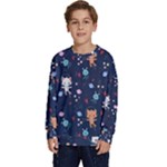 Cute Astronaut Cat With Star Galaxy Elements Seamless Pattern Kids  Long Sleeve Jersey