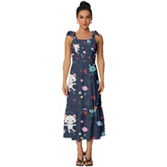 Tie-Strap Tiered Midi Chiffon Dress 