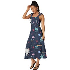 Tie-Strap Tiered Midi Chiffon Dress 