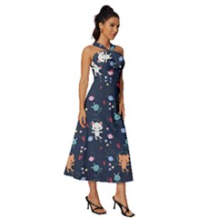 Sleeveless Cross Front Cocktail Midi Chiffon Dress 