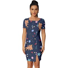 Fitted Knot Split End Bodycon Dress 