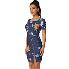 Fitted Knot Split End Bodycon Dress 
