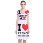 I love French breakfast  Short Sleeve Front Wrap Dress