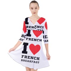 Quarter Sleeve Front Wrap Dress 