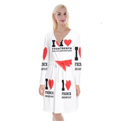 Long Sleeve Velvet Front Wrap Dress 