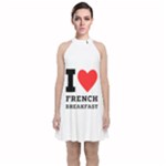 I love French breakfast  Velvet Halter Neckline Dress 