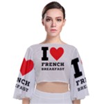 I love French breakfast  Tie Back Butterfly Sleeve Chiffon Top