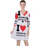 I love French breakfast  Quarter Sleeve Ruffle Waist Dress