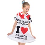 I love French breakfast  Kids  Short Sleeve Shirt Dress