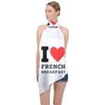 I love French breakfast  Halter Asymmetric Satin Top