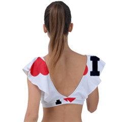 Plunge Frill Sleeve Bikini Top 