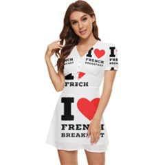 V-Neck High Waist Chiffon Mini Dress 