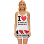 I love French breakfast  V-Neck Satin Pajamas Set