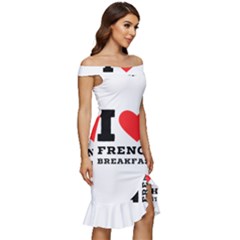 Off Shoulder Ruffle Split Hem Bodycon Dress 