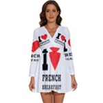 I love French breakfast  Long Sleeve V-Neck Chiffon Dress 