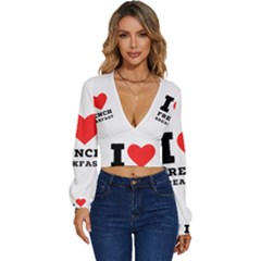 Long Sleeve Deep-V Velour Top 