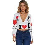 I love French breakfast  Long Sleeve Deep-V Velour Top