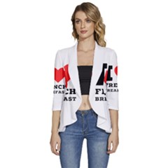 Women s 3/4 Sleeve Ruffle Edge Open Front Jacket 