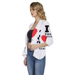 Women s 3/4 Sleeve Ruffle Edge Open Front Jacket 