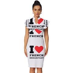 Vintage Frill Sleeve V-Neck Bodycon Dress 