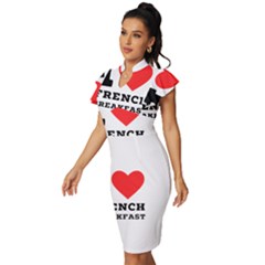 Vintage Frill Sleeve V-Neck Bodycon Dress 