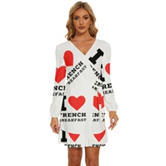 Long Sleeve Waist Tie Ruffle Velvet Dress 