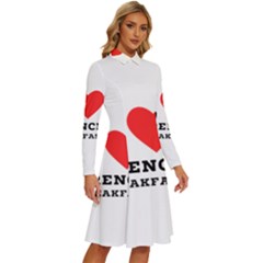 Long Sleeve Shirt Collar A-Line Dress 