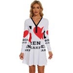 I love French breakfast  Long Sleeve Deep V Mini Dress 