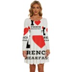 I love French breakfast  Long Sleeve Wide Neck Velvet Dress