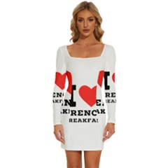 Long Sleeve Square Neck Bodycon Velvet Dress 