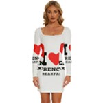 I love French breakfast  Long Sleeve Square Neck Bodycon Velvet Dress