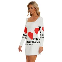 Long Sleeve Square Neck Bodycon Velvet Dress 