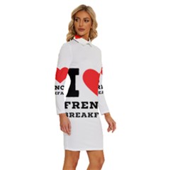 Long Sleeve Shirt Collar Bodycon Dress 