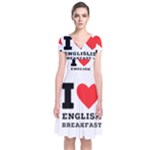 I love English breakfast  Short Sleeve Front Wrap Dress