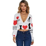 I love English breakfast  Long Sleeve Deep-V Velour Top