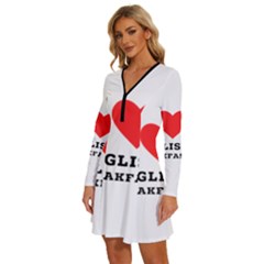 Long Sleeve Deep V Mini Dress  