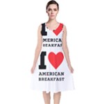 I love American breakfast V-Neck Midi Sleeveless Dress 