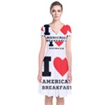 I love American breakfast Short Sleeve Front Wrap Dress