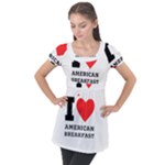 I love American breakfast Puff Sleeve Tunic Top