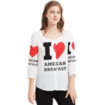 I love American breakfast Chiffon Quarter Sleeve Blouse