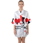 I love American breakfast Half Sleeve Satin Kimono 