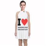 I love American breakfast Velvet Halter Neckline Dress 