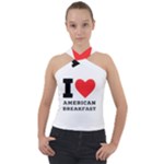 I love American breakfast Cross Neck Velour Top