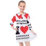 I love American breakfast Kids  Quarter Sleeve Shirt Dress