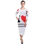 I love American breakfast Quarter Sleeve Midi Velour Bodycon Dress